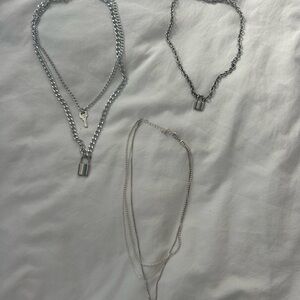 Set of 3 Silver Layered Necklaces